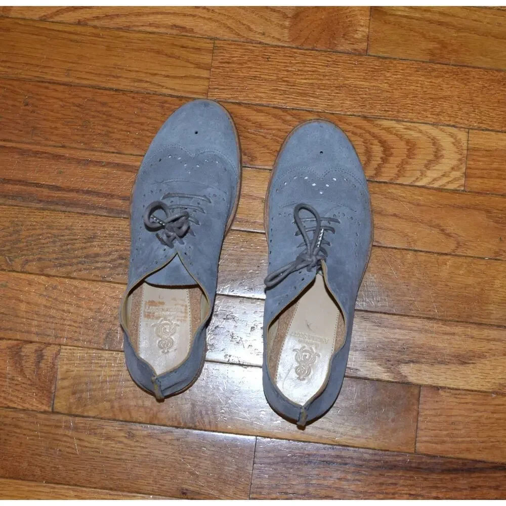 The Office of Angela Scott Women Oxford Shoes 36.5 Soft Gray Suede Leather Brogu
